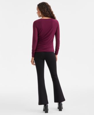 Petite Ruched Long-Sleeve Top, Macy's Exclusive
