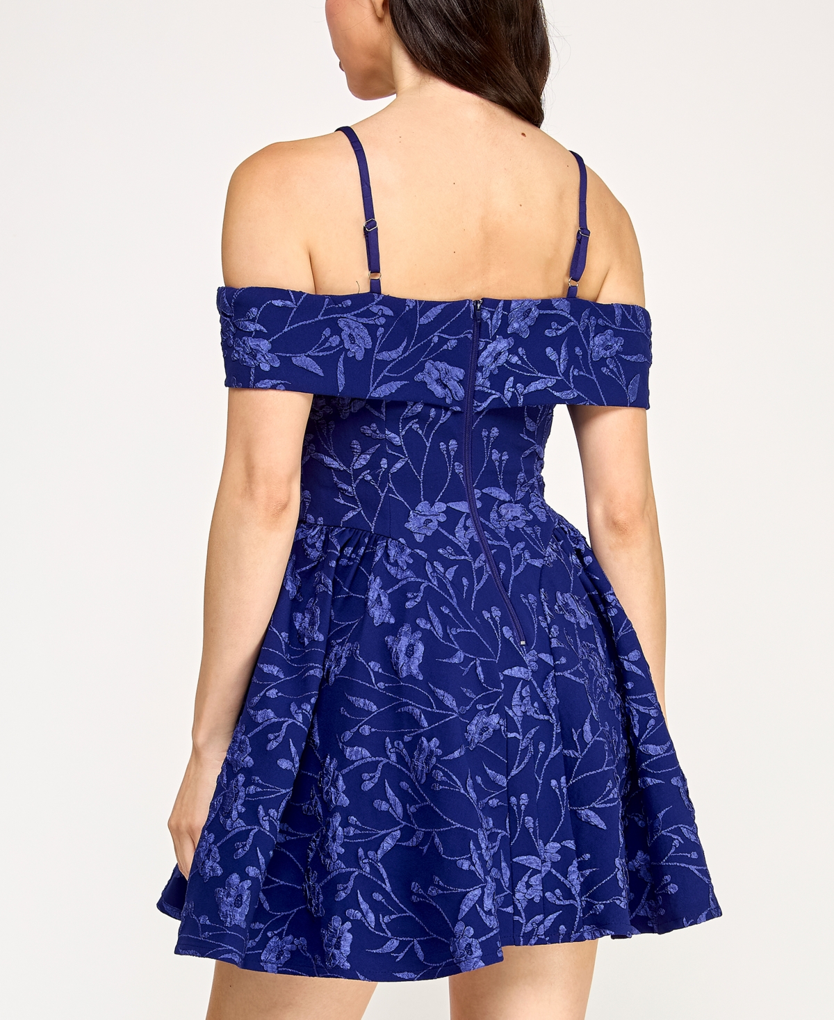Violet Weekend Women's Juniors' Jacquard Drop-waist Fit & Flare Dress In Blue