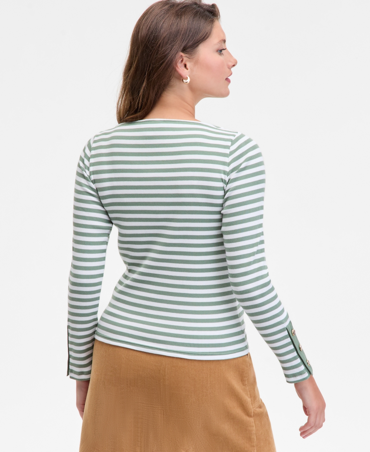 On 34th Women's Button-cuff Boatneck Top, Macy's Exclusive In Green