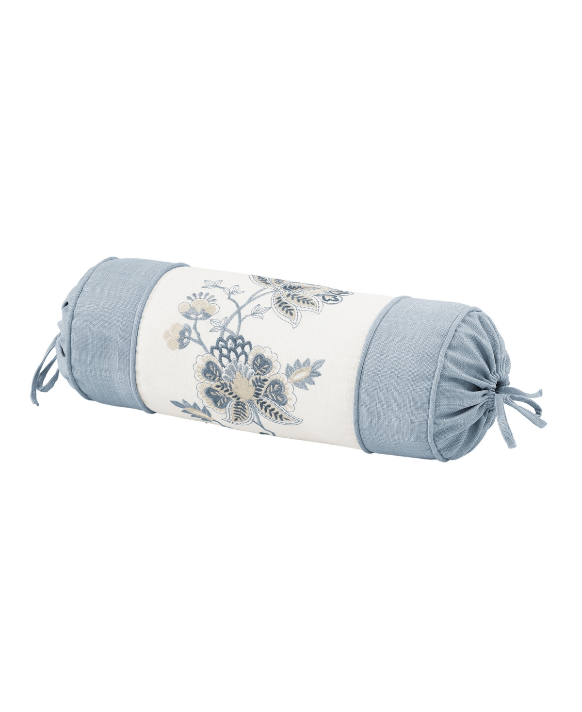J Queen New York Garden Bloom Neckroll Accent Pillow, 7" X 17" In Blue