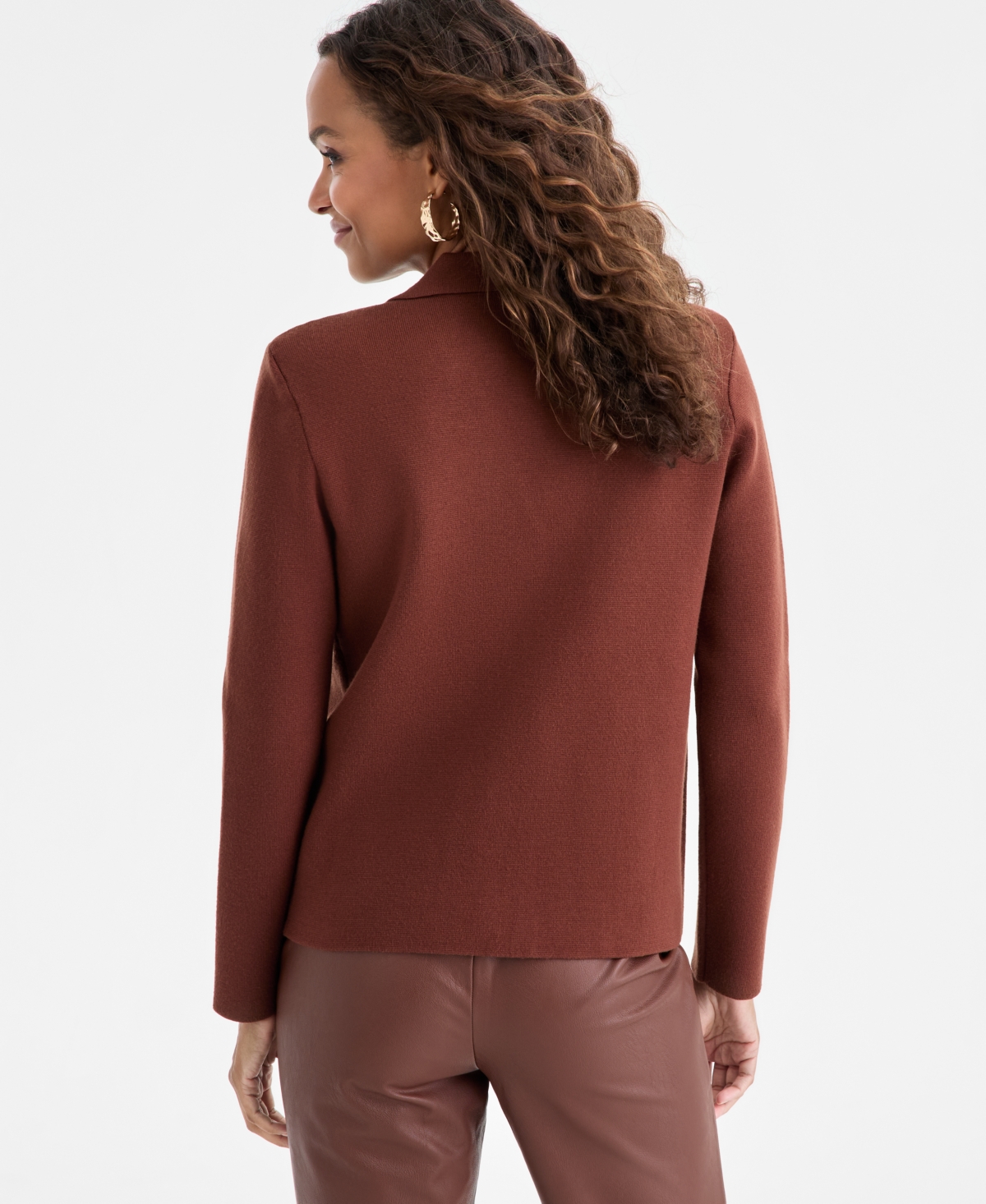 Inc International Concepts Petite Button-front Cardigan, Macy's Exclusive In Brown