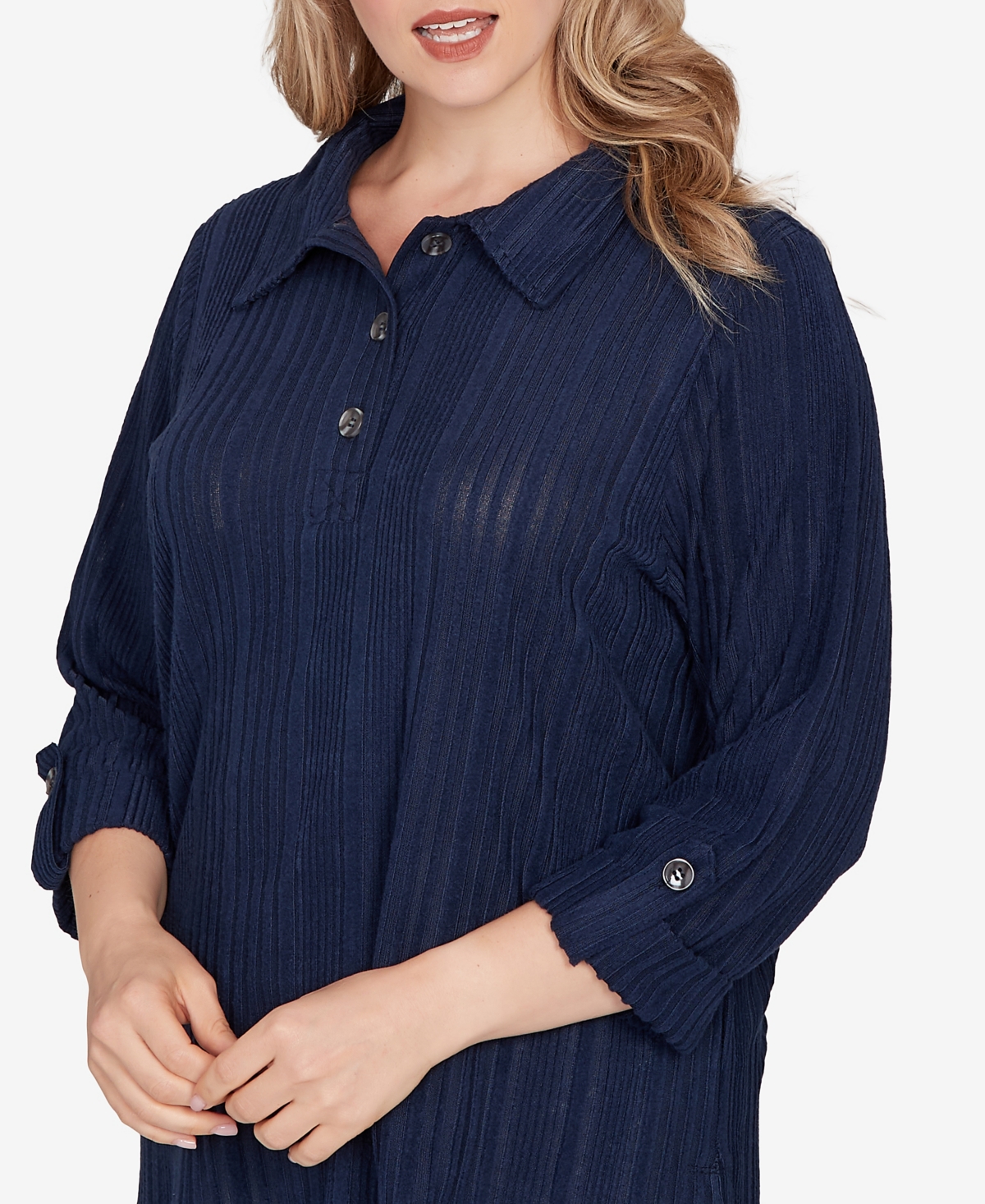 Hearts Of Palm Plus Size Marled Stripe Blouson Pullover Sweater