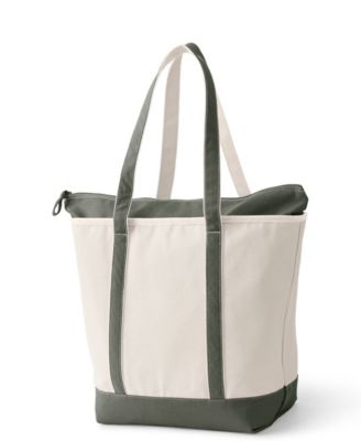 Large 5 Pocket Zip Top Long Handle Canvas Tote Bag