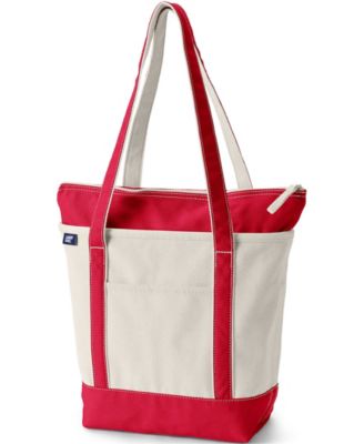 Medium 5 Pocket Zip Top Long Handle Canvas Tote Bag