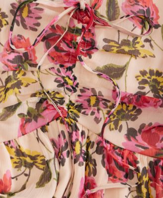 Women's Floral-Print Flutter-Sleeve Midi Dress, Macy's Exclusive