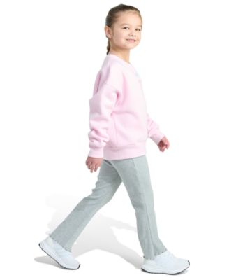 Girls 2-Piece Crewneck Fleece Pull-On Sweatshirt and Ribbed Flare Pant Set