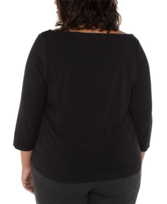 Plus Size 3/4-Sleeve Draped Knit Top