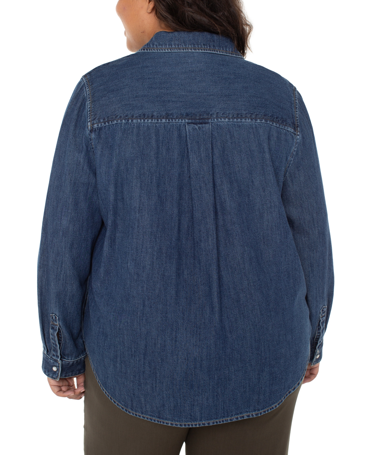 Liverpool Los Angeles Plus Size Pocket Shirt In Blue