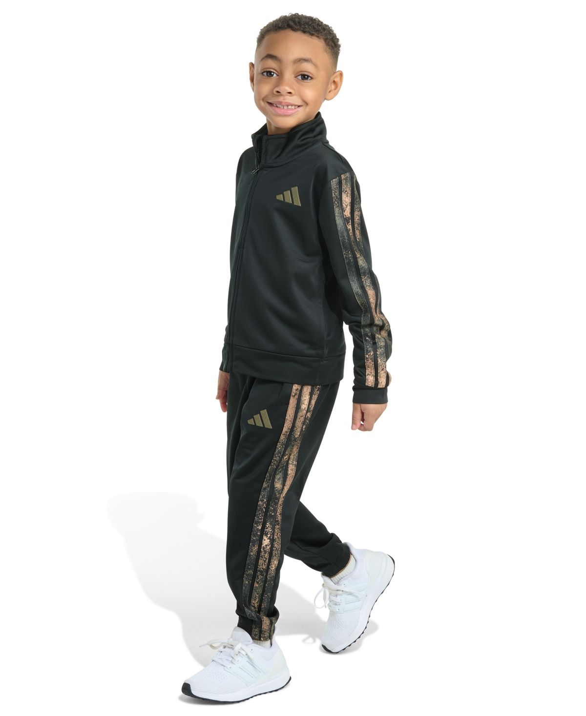 Adidas Originals Toddler And Little Boys 3 Stripe Jacket And Joggers Pant Set In Black