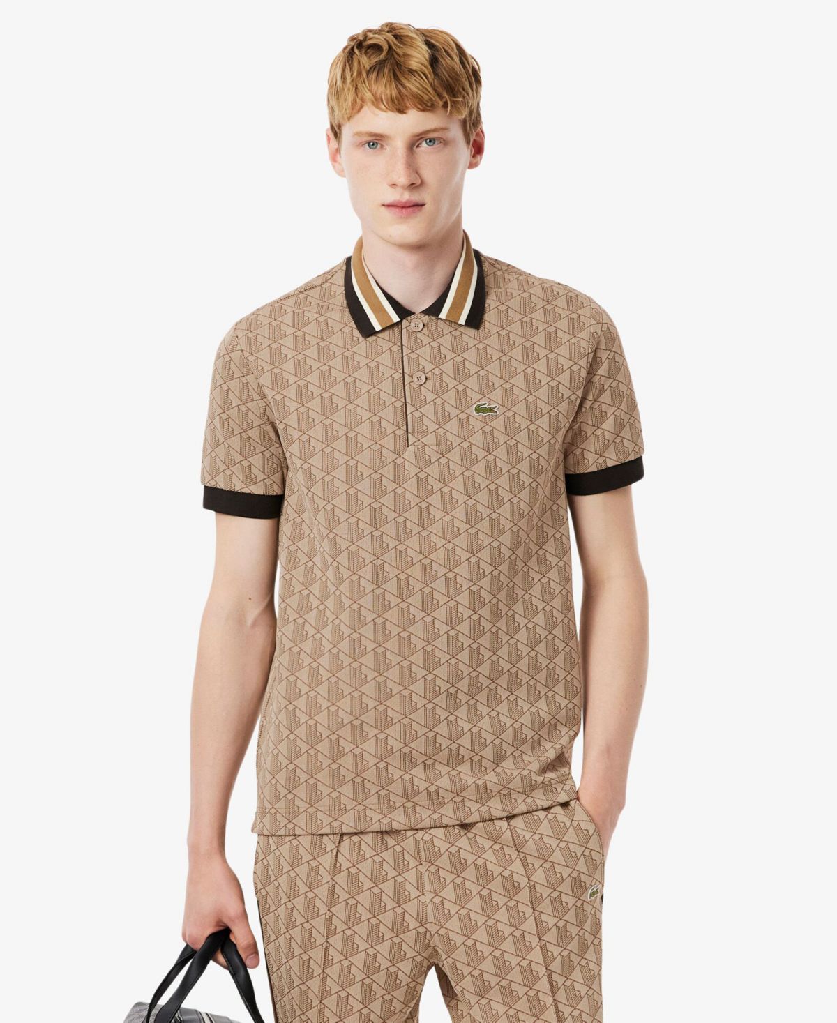 Мужская жаккардовая рубашка поло классического покроя с монограммой