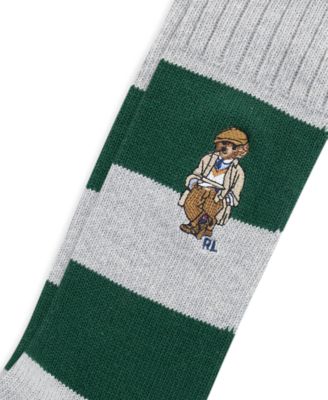 Men's Embroidered Rugby Bear Crew Socks