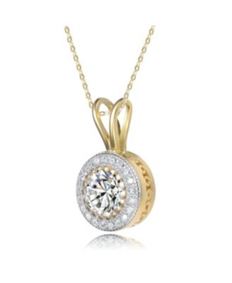 Classy Clear Cubic Zirconia Round Solitaire Pendant Necklace