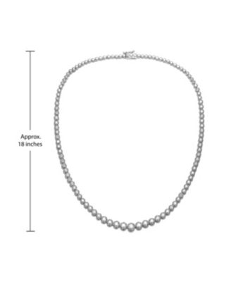 White Gold Plated with Cubic Zirconia Graduated-Size Tennis chain Anniversary Necklace