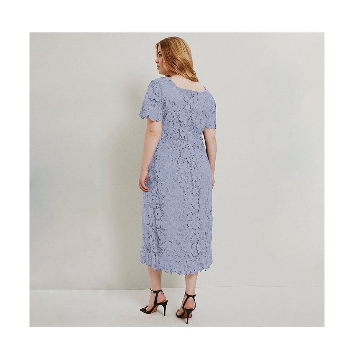 June + Vie Women's Plus Square-Neck Lace Dress