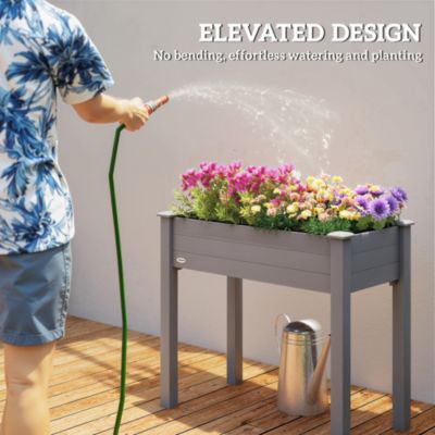 34" Raised Garden Bed Elevated Wooden Planter Box with Holes,