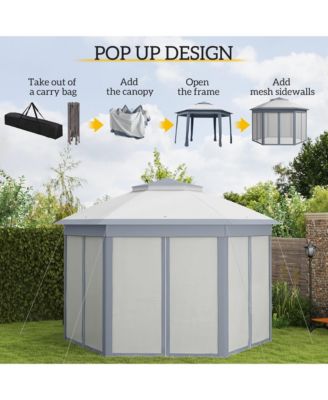 13' x 13' Pop Up Gazebo with 6 Zippe Mesh Netting,