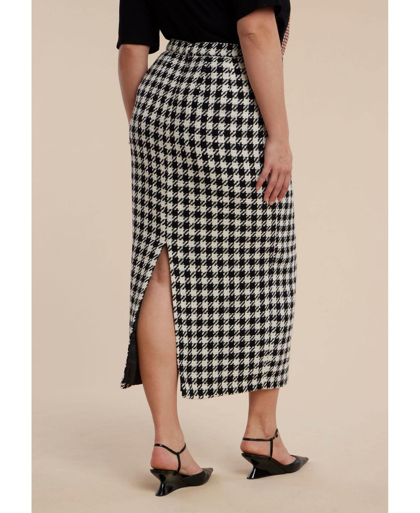 Женская юбка ELOQUII Plus Size Houndstooth Column Maxi — фото 3