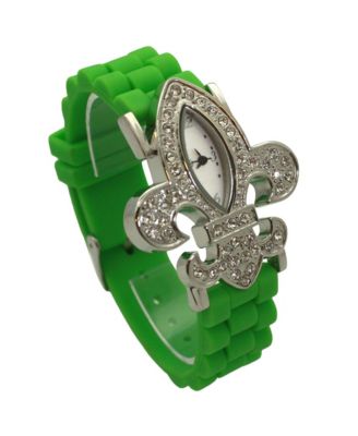 Lime Green Rhinestones Silicone Women Watch