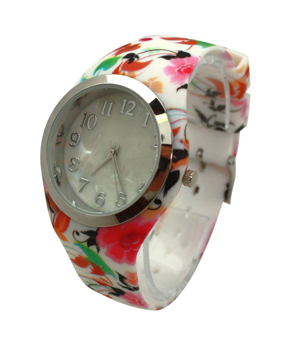 Olivia Pratt Colorful Floral Printed Silicone Band Women Watch