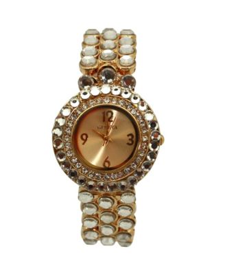 Gold Shiny Rhinestones Metallic Women Watch