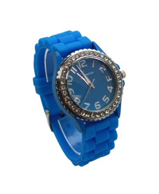 Blue Every Day Silicone and Rhinestones Colorful Women Watch