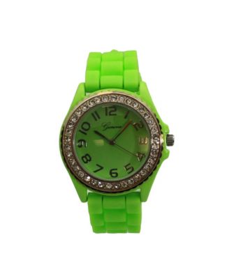 Lime Every Day Silicone and Rhinestones Colorful Women Watch
