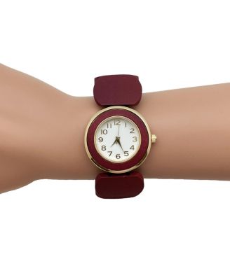 Burgundy Stretch Wooden Watch