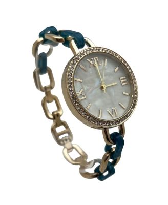 Turquoise Bracelet Style Metal and Tortoise Women Watch