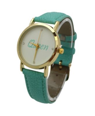 Mint Queen Face Leather Strap Watch