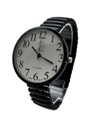 Black Stretch Band Big Face Shiny Colors Women Watch