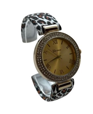 Cheetah Printed Soft Band Bangle Women Watch