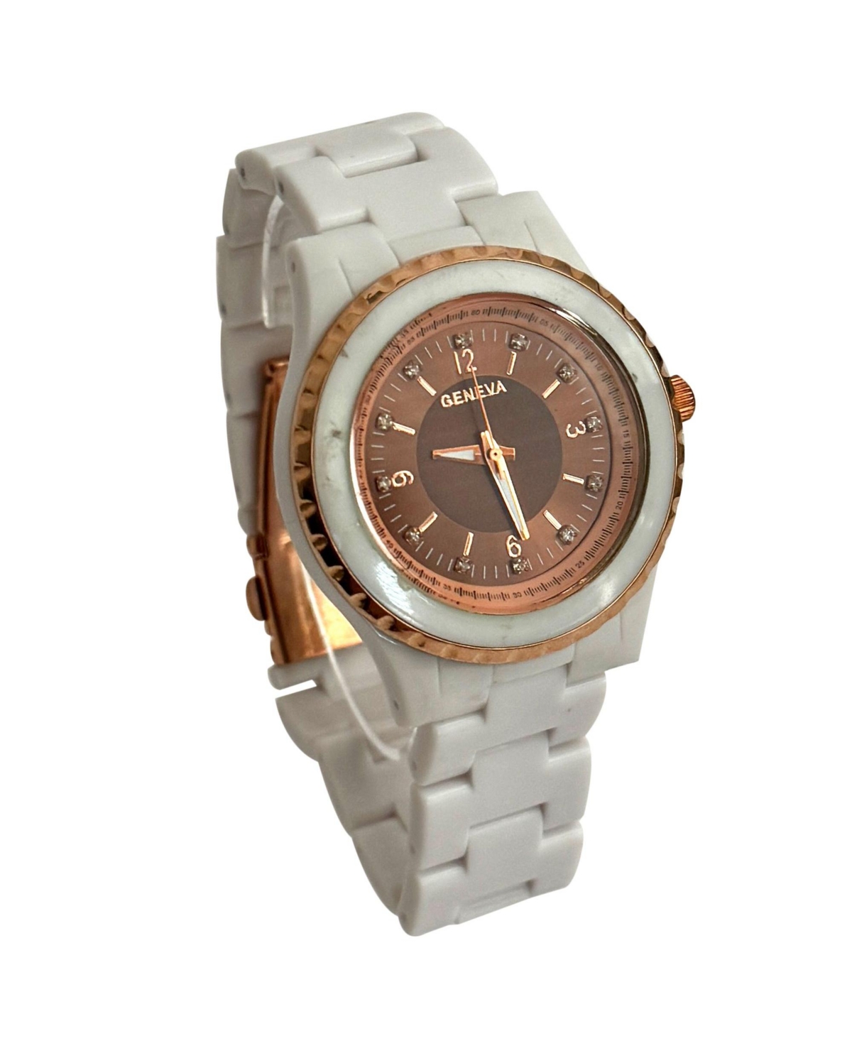 Olivia Pratt White and Rose Gold Bezel Women Watch