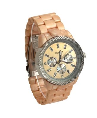 Rose Tone Tortoise Acrylic Band Women Watch