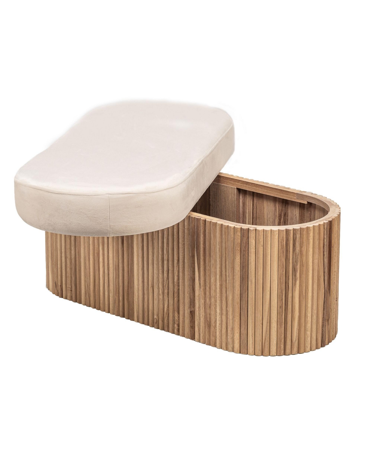 Nordlys - Beige Velvet Storage Bench Modern Design Style Upholstery Entry