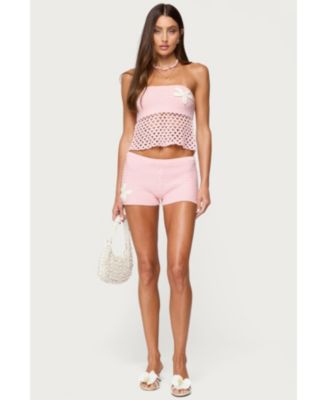 Women's Tahna Flower Strapless Crochet Top