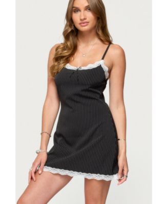 Women's Liel Contrast Lace Pinstripe Mini Dress