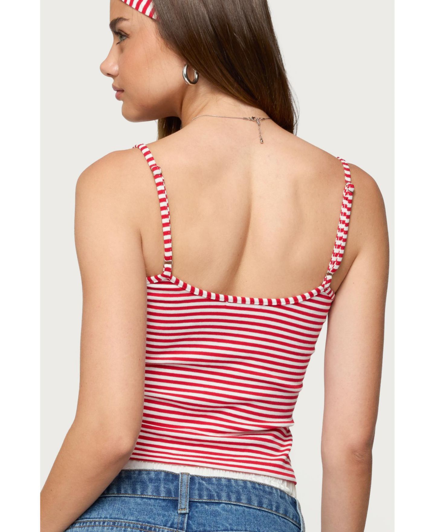 Женские аксессуары для волос Edikted Two Piece Striped Headband Tank Top, цвет: Красный белый — фото 2
