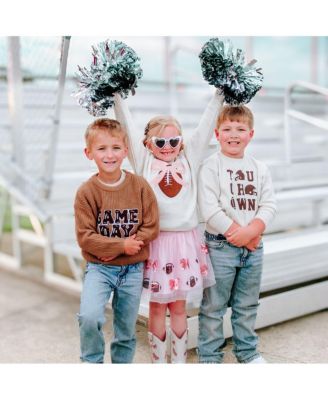 Big Girls Coquette Football Patch Sweatshirt