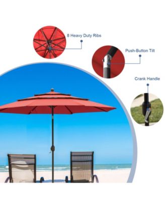 Garden Market Umbrella - Outdoor Patio Umbrella Round-Wine Red