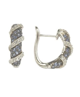Sterling Silver Sapphire Pave Wrapped Heggie Earrings.