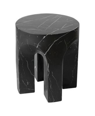 Crus Collection Fiberglass Outdoor Side Table Marbleized Black