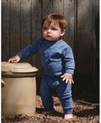 Baby Boy Cotton Pant and Top Set Blue Leaf Print - Baby