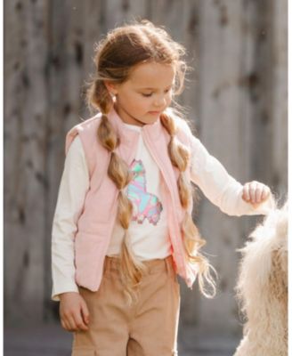 Girl Cotton T-Shirt Off White with Llama - Toddler|Child