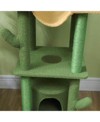 89"-100" Floor to Ceiling Cat Tree w/ Grooming Brush Post,