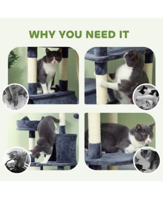 81" Cat Tree w/ Cat Scratching Posts for Large Adult Cats, Dark