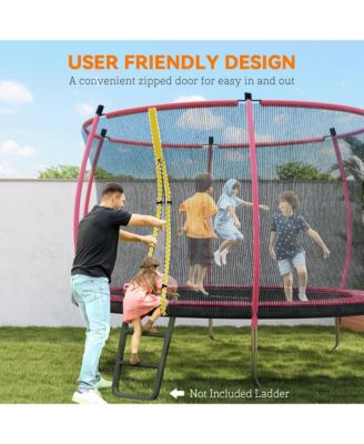 10ft Outdoor Trampoline with Net Enclosure, Curved Poles,