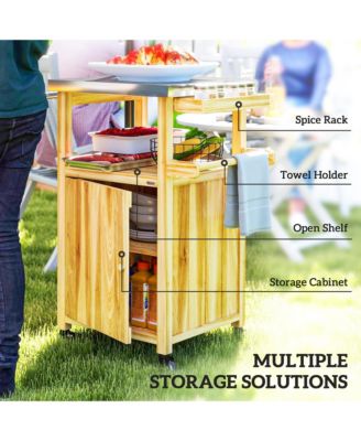 Grill Cart, Kitchen Island with Stainless Steel Top