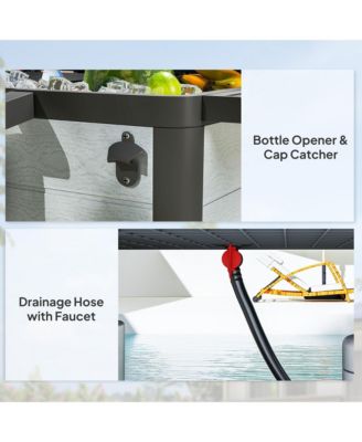 Patio Cooler Cart 104 Quart Rolling Ice Chest with Shelves,