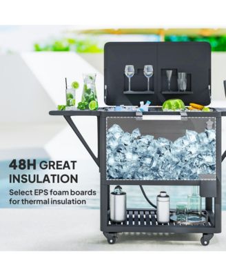 Patio Cooler Cart 104 Quart Rolling Ice Chest with Shelves,