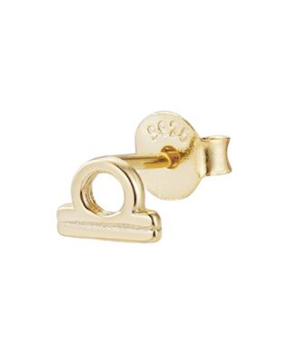 Vermeil .925 Sterling Single Zodiac Sign Stud Earring - Cancer